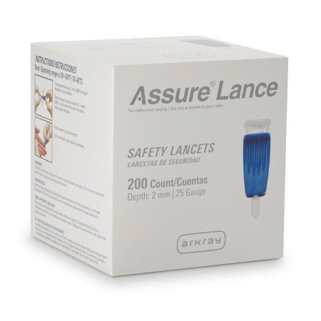 Assure Lance Low Flow, 25g, 2mm Depth, Blue,  200's