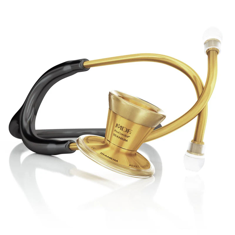 MDF Procardial Titanium Cardiology Stethoscope, Black/Gold