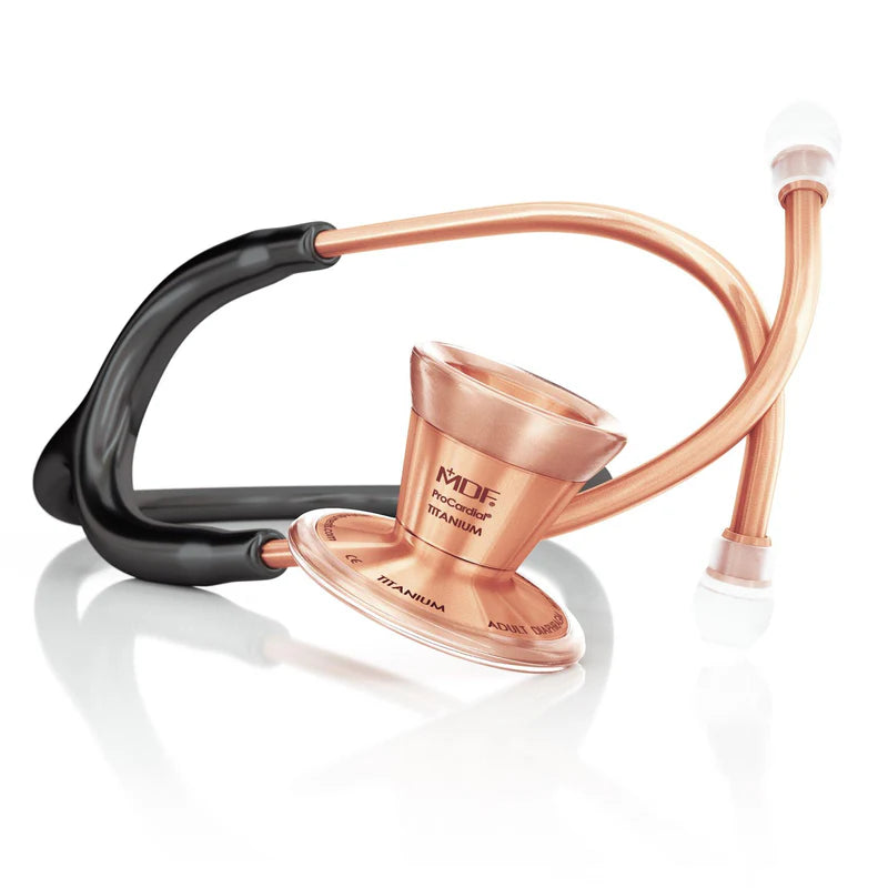 MDF Procardial Titanium Cardiology Stethoscope, Black/Rose Gold