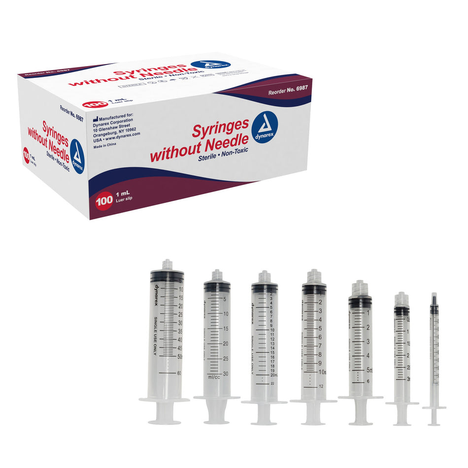 Dynarex #6988 Syringe Without Needle, 3cc, 100/bx